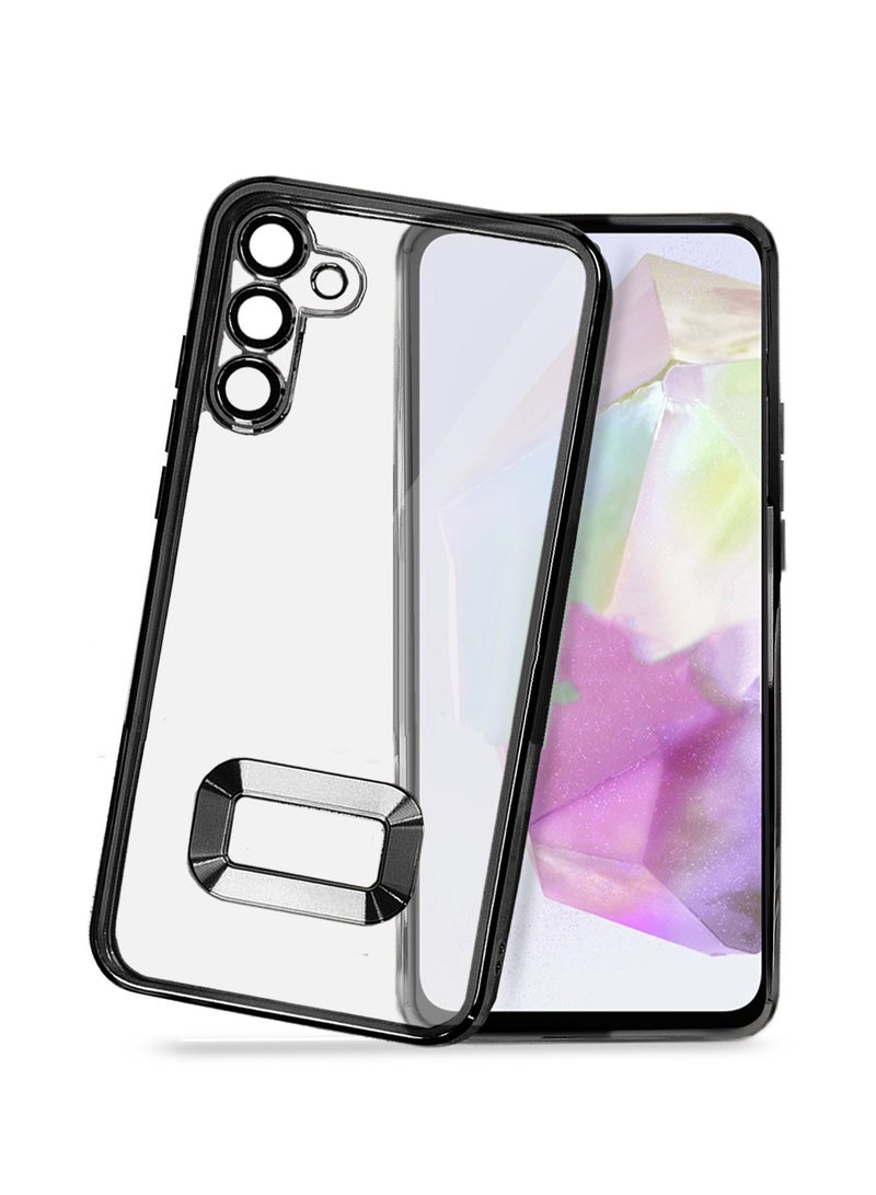 Wtech TPU Luxury Plating Raised Lips Camera Hole Case Cover For Samsung Galaxy A55 5G 2024 Black - Image 1