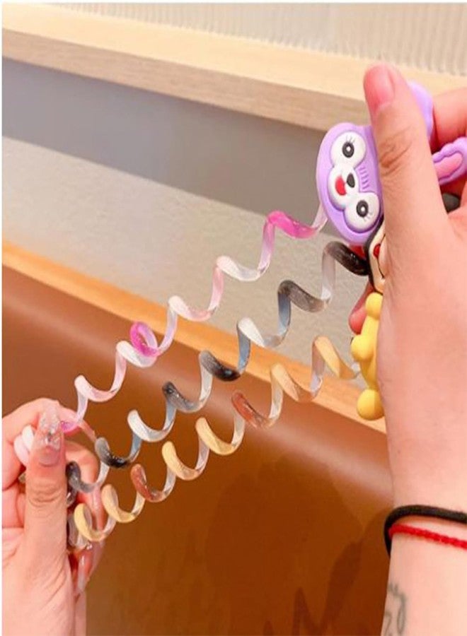 BLINE 2Pc Rainbow Color Telephone Wire Rubber Bands for Girls Kids Braided Spiral Hair Ties Cute Cartoon Characters Multi Pattern Ponytail Maker Elastic Hair Accessories for Girls. - Image 3