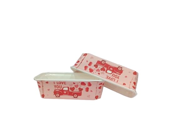 PUSHTI TUSHTI PUSHTI TUSHTI Valentines Special Bake and Serve Plumpy Mould for 250 Grm Plum Cake Tea Cake Oven Microwave Safe Mould 16x5x5cm BAKEABLE Tray Muffin Cake Loaf Cafe Pink Love Set of 1 50 pcs  - Image 1