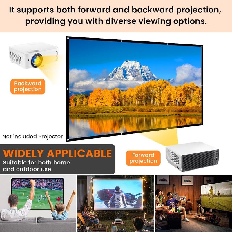 StepOK Projector Screen, White Projector Screen, 16:9 No Crease Home Theater Foldable Projection Screen 60"|72"|84"|100"|120"|150" (60 inch Thickened) - Image 2