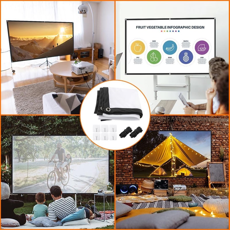 StepOK Projector Screen, White Projector Screen, 16:9 No Crease Home Theater Foldable Projection Screen 60"|72"|84"|100"|120"|150" (60 inch Thickened) - Image 4