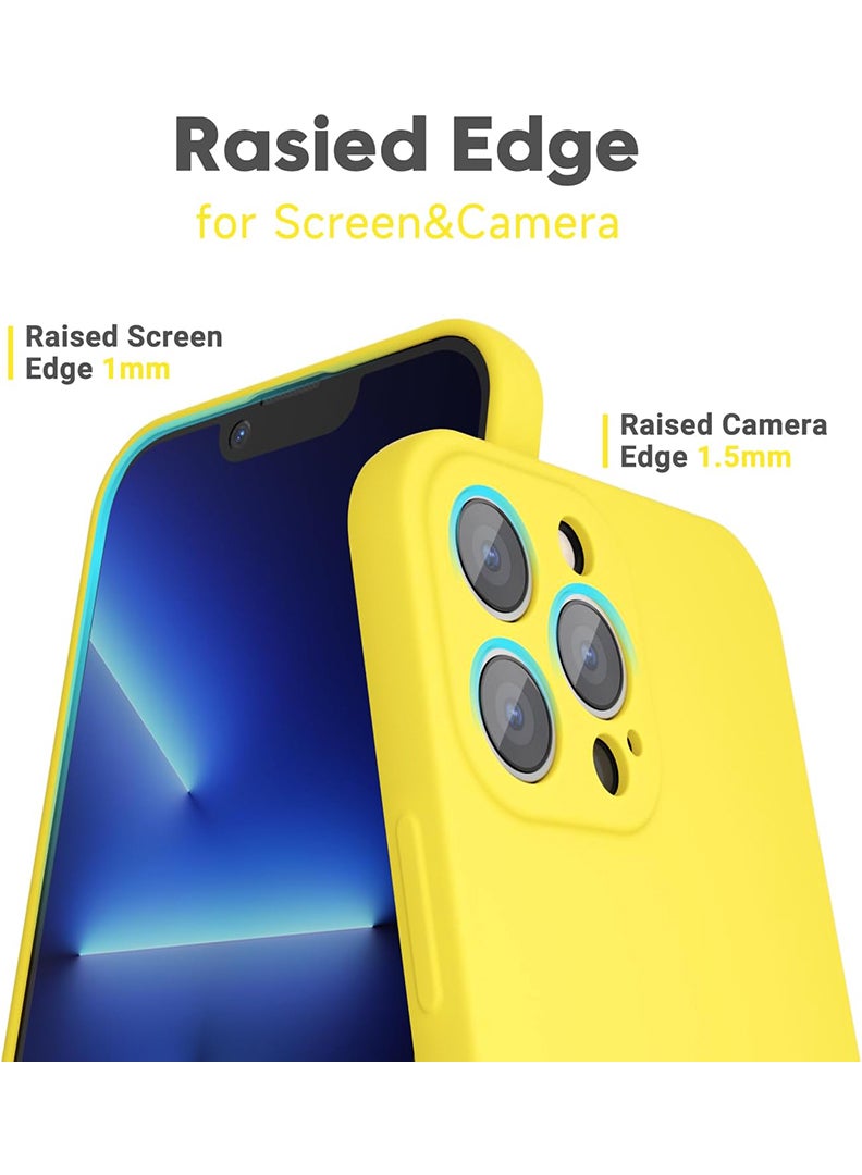Case Up Compatible with iPhone 13 Pro 6.1 Inch Case, Premium Liquid Silicone [Camera Protection] [Soft Anti-Scratch Microfiber Lining] Shockproof Protective Slim Phone Cover for iPhone 13 Pro, Yellow - Image 2