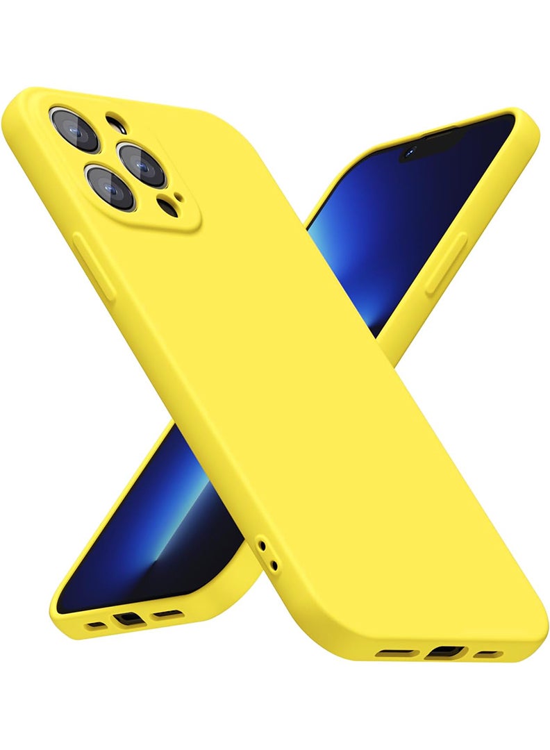 Case Up Compatible with iPhone 13 Pro 6.1 Inch Case, Premium Liquid Silicone [Camera Protection] [Soft Anti-Scratch Microfiber Lining] Shockproof Protective Slim Phone Cover for iPhone 13 Pro, Yellow - Image 1