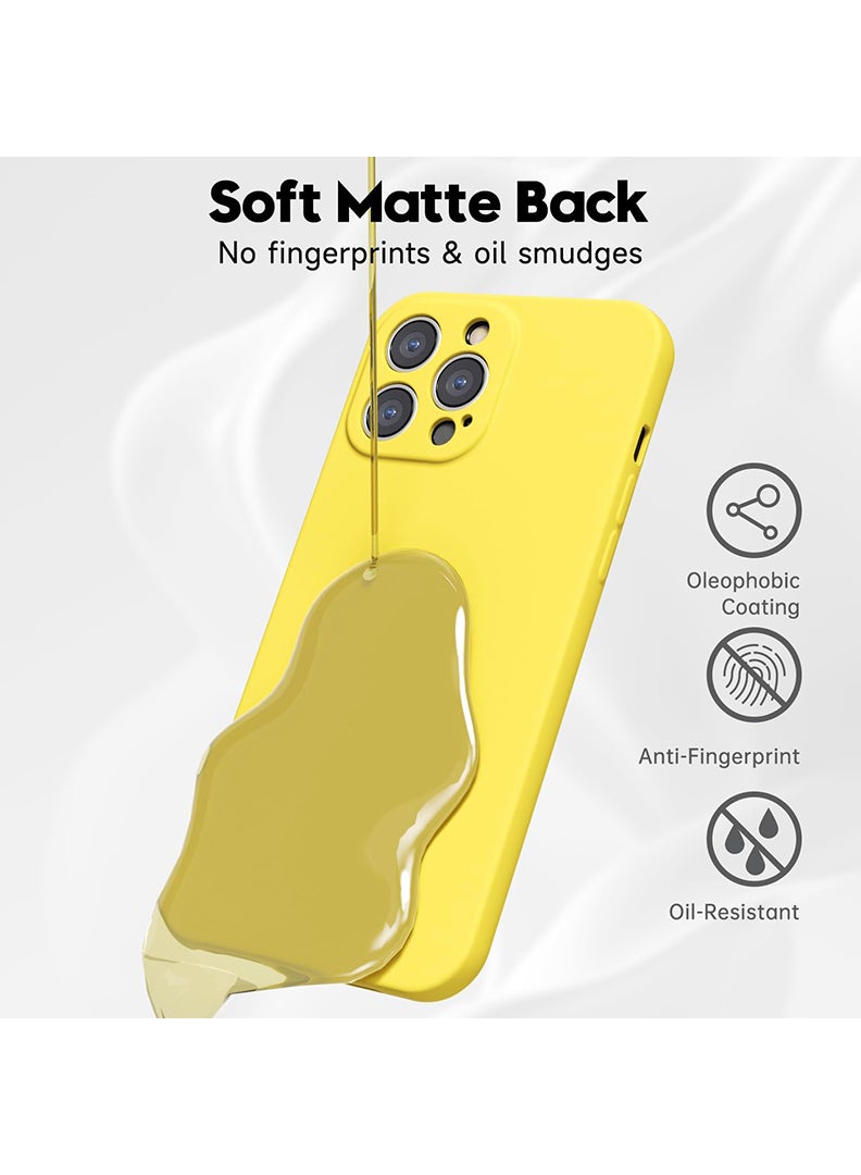 Case Up Compatible with iPhone 13 Pro 6.1 Inch Case, Premium Liquid Silicone [Camera Protection] [Soft Anti-Scratch Microfiber Lining] Shockproof Protective Slim Phone Cover for iPhone 13 Pro, Yellow - Image 4