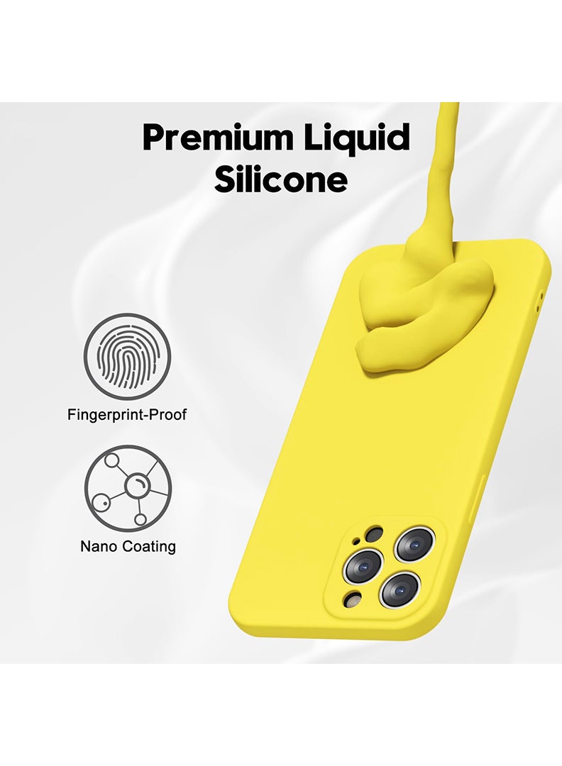 Case Up Compatible with iPhone 13 Pro 6.1 Inch Case, Premium Liquid Silicone [Camera Protection] [Soft Anti-Scratch Microfiber Lining] Shockproof Protective Slim Phone Cover for iPhone 13 Pro, Yellow - Image 3