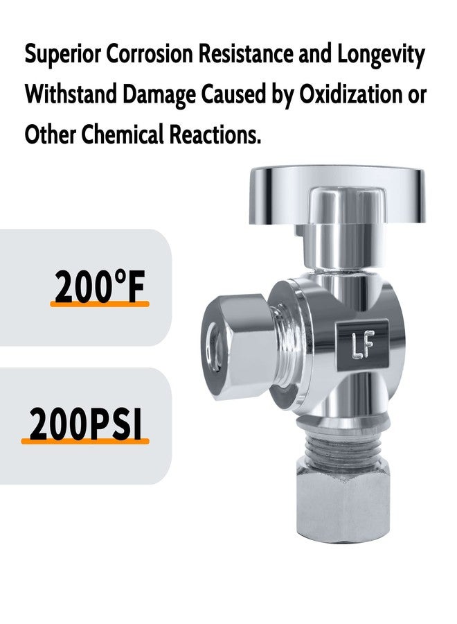 VINTEX 5 Pack Angle Stop Valve,1/2 in. NOM Compression x 3/8 in. OD Compression Angle Shut Off Valve,5/8" OD x 3/8" OD 1/4 Turn Faucet Valve,Water Stop Valve,Chrome Plated,Brass - Image 4