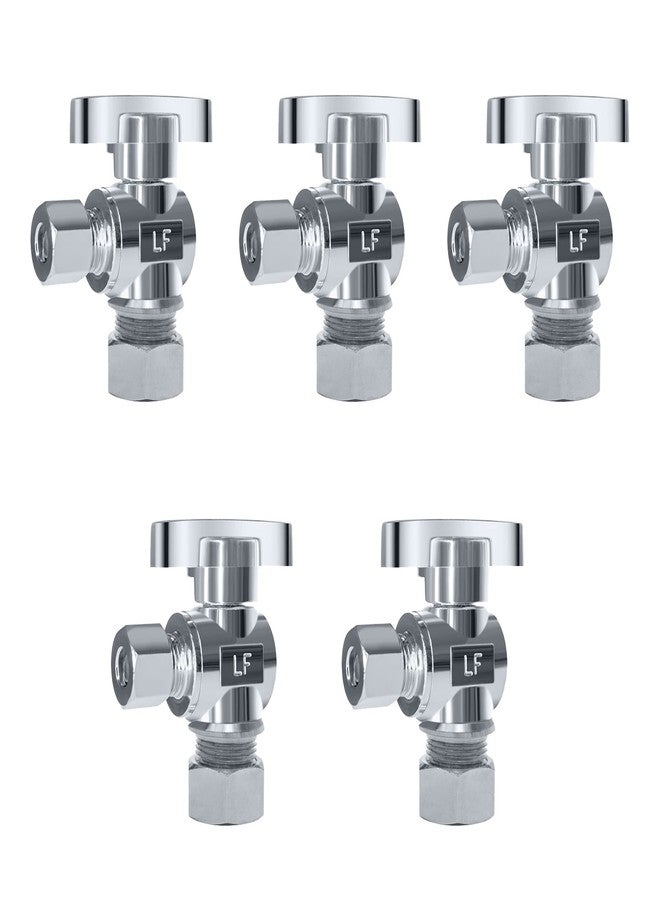 VINTEX 5 Pack Angle Stop Valve,1/2 in. NOM Compression x 3/8 in. OD Compression Angle Shut Off Valve,5/8" OD x 3/8" OD 1/4 Turn Faucet Valve,Water Stop Valve,Chrome Plated,Brass - Image 1