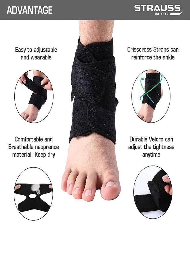 STRAUSS Ankle Support Brace (Pair) |Adjustable, Breathable, and Durable |Ankle Support for Pain Relief | Perfect Support for Chronic Injury Symptoms, Recovery, and Sports | Provides Stability,(Black) - Image 5
