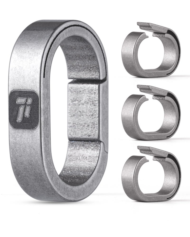 FEGVE Titanium Mini Key Chain Rings with 2 Stainless Steel Spilt Rings for Home Keys Bag Pendant (4, Grey) - Image 1