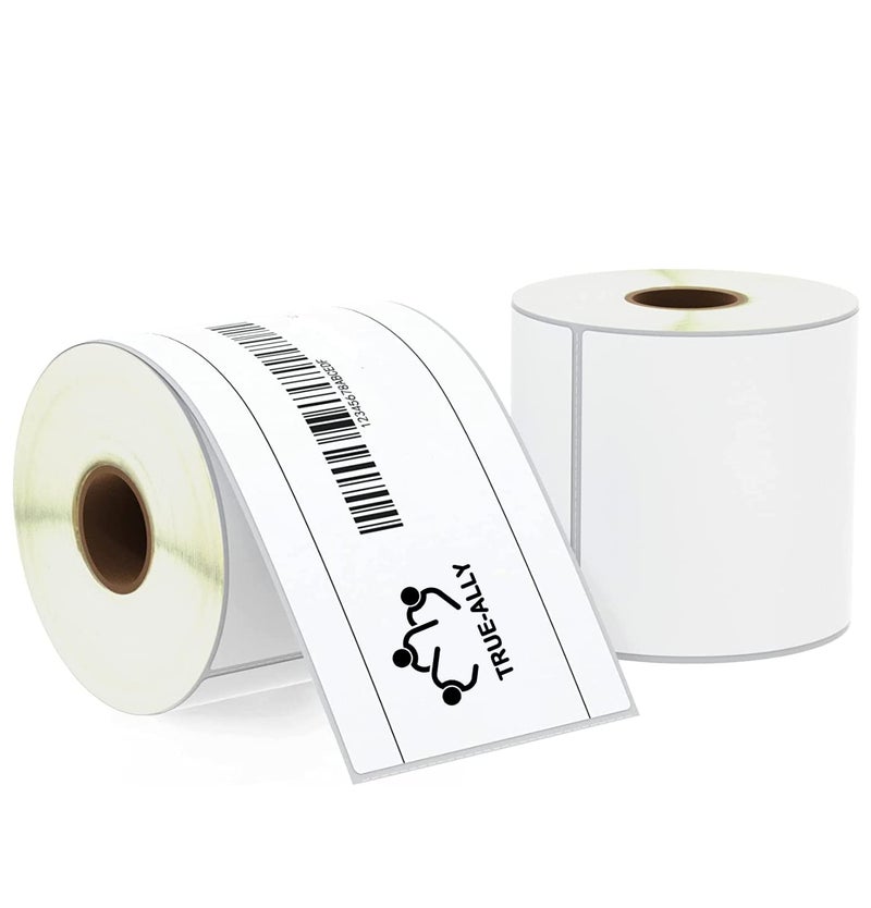 True-Ally 75x125 Direct Thermal (DT) Barcode Label Sticker - 3 x 5 inch - 75mm x 125mm - 500 Labels/Roll - White Self Adhesive Sticker for Printing Barcoding (2 Roll Per Pack(1000 Labels)) - Image 1
