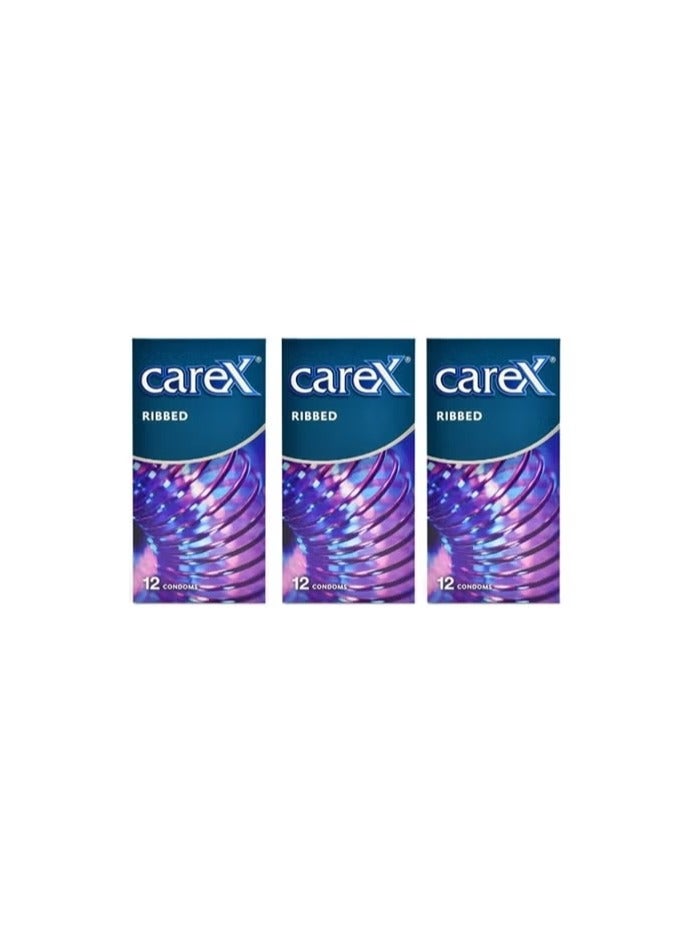 careX Pack Of 3 Ribbed Condoms - Image 1
