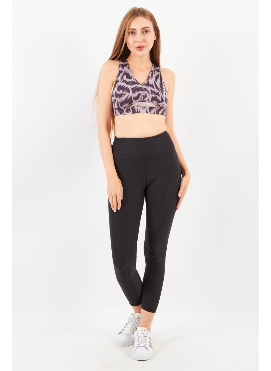 Asos 4505 - Women Animal Print Non Padded Sports Bra, Black Combo - Image 1