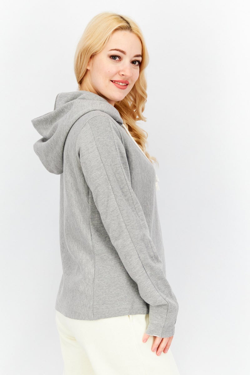 Champion Women Sportswear Fit Hooded Long Sleeve Sweatshirt, Grey - Image 2