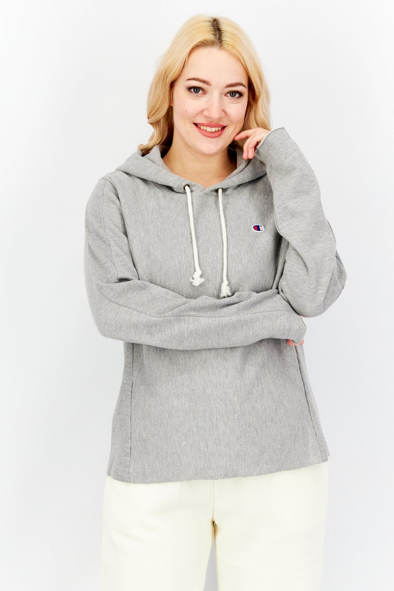 Champion Women Sportswear Fit Hooded Long Sleeve Sweatshirt, Grey - Image 1