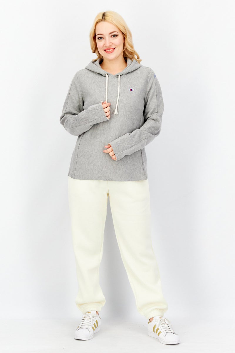 Champion Women Sportswear Fit Hooded Long Sleeve Sweatshirt, Grey - Image 4