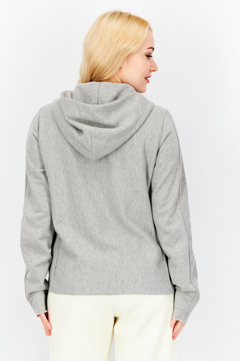 Champion Women Sportswear Fit Hooded Long Sleeve Sweatshirt, Grey - Image 3