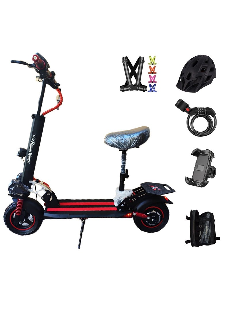 ROHAN WINGS Electric Scooter for Adults Rohan Wings KT4A ,2025 New model, Powerful and Durable Motor, 30km range with powerful 48V 13AH Battery, Excellent Speed, Bluetooth Speaker, Seat with free accessories Helmet, Safety Belt, Mobile Holder, Pump, Tool Kit and Lock.  - Image 1