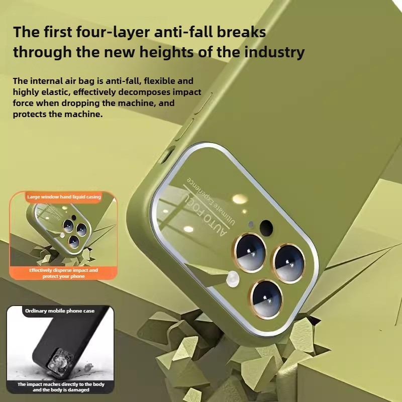 erorex For Iphone 12 Pro Large Windows Frosted Liquid Silicone Phone Case(Pure White) - Image 4