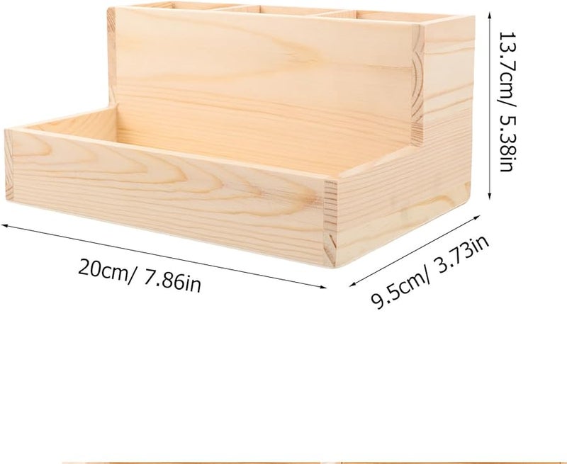 منظم طلاء الأظافر الخشبي وحامل فرش المكياج صندوق تخزين مستحضرات التجميل للمنزل والسفر - Image 3