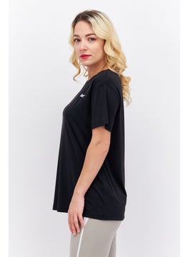 Reebok Women Sportswear Fit Short Sleeve Brand Logo Training Tops, Black  - Image 3