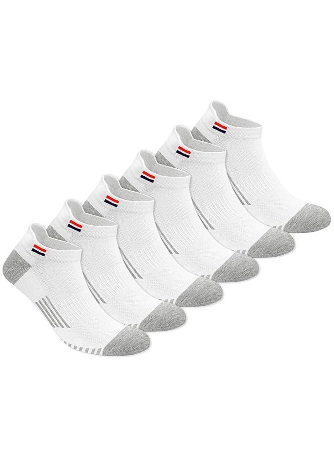 NAVYSPORT - NAVYSPORT Ankle Socks for Men Women Cotton Sports Socks Pack of 6 Pairs, Free Size, White - Image 1