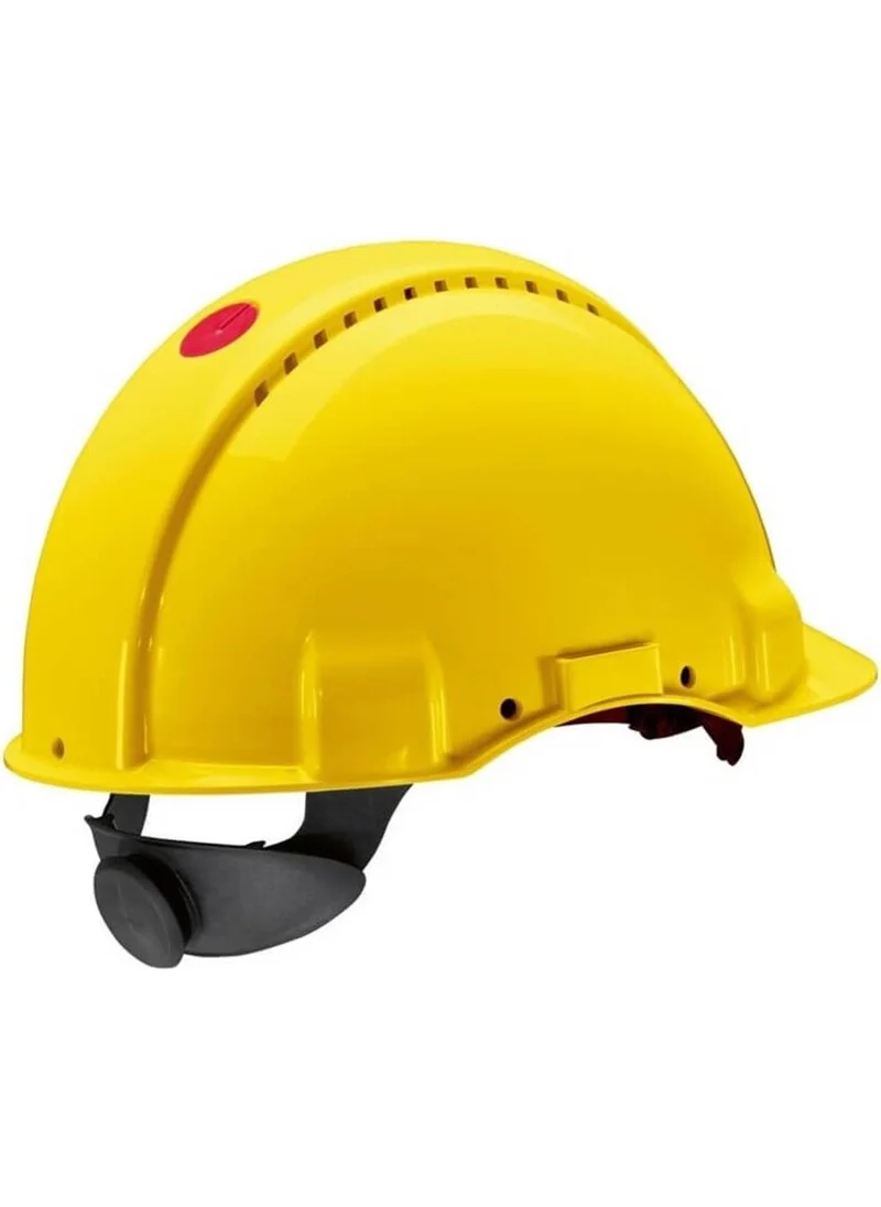 3M ™ G3000NUV-GU Hard Hat, Uvicator, Latch, Vented, Plastic Sweatband Helmet / Yellow