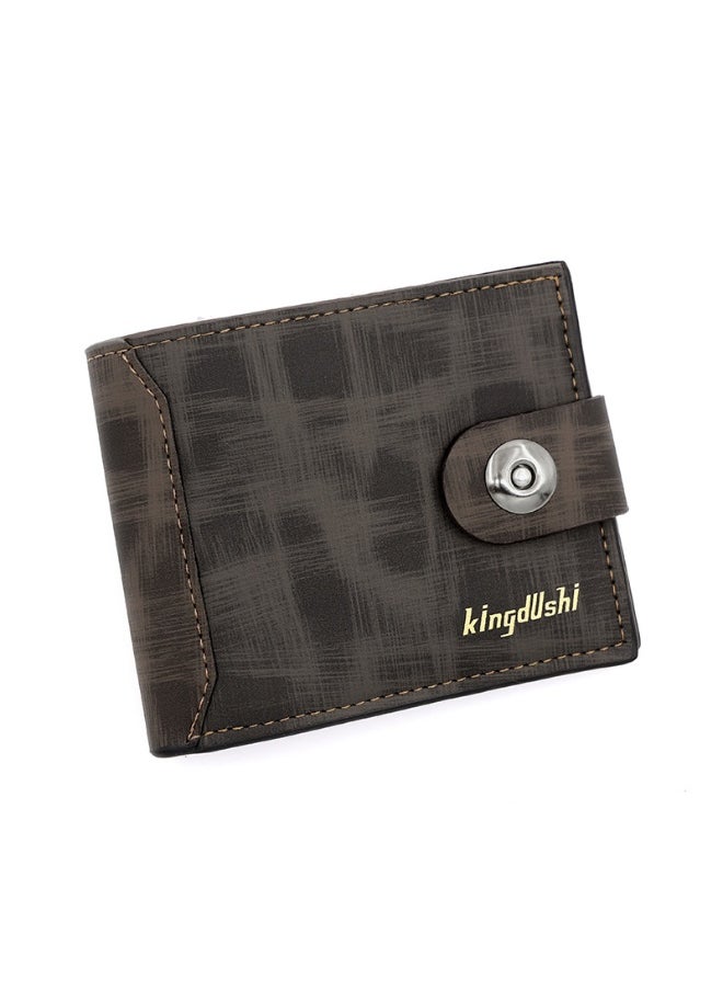 Kingdushi - Horizontal Magnetic Buckle Men's Wallet Short Vintage Wallet With Zipper Change Bag - Image 1