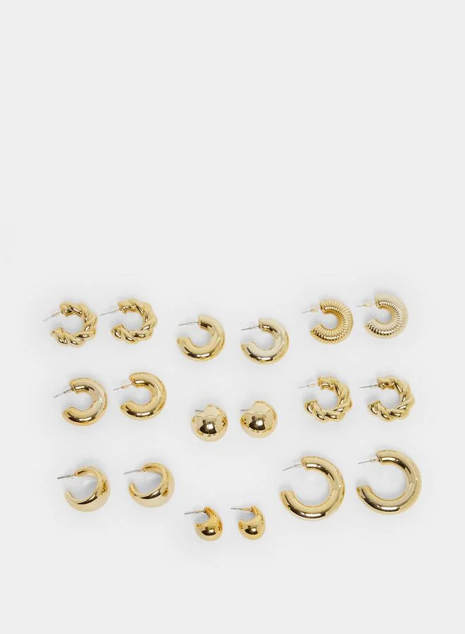 ستايلي مجموعة من 9 أقراط اذن سادة