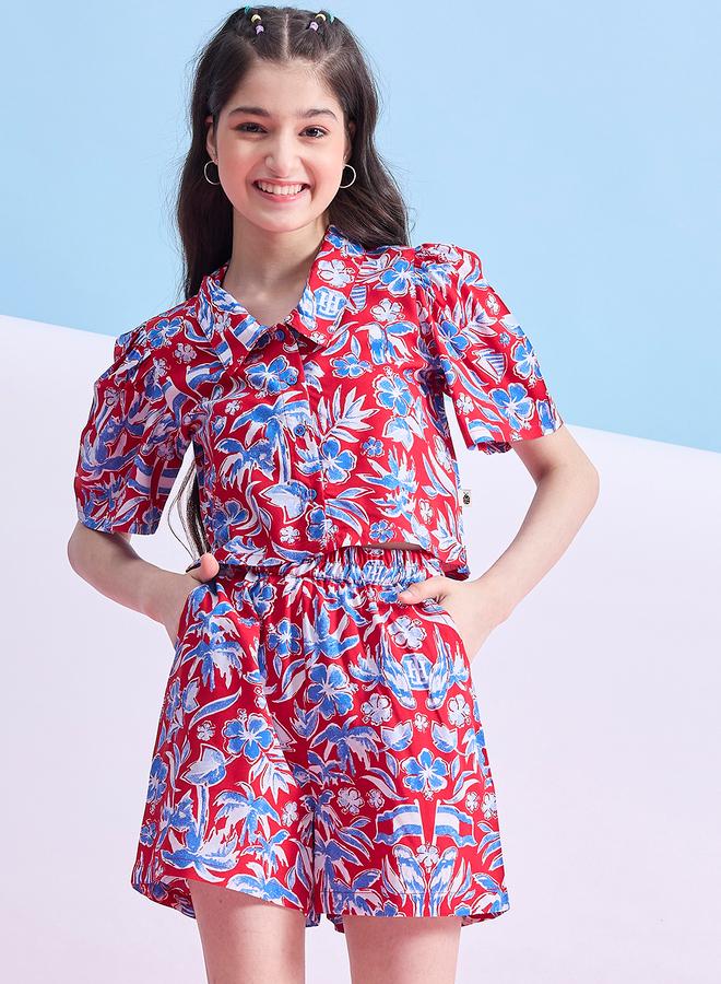 ستايلو بج طقم قميص وشورت بطبعة زهور ستايلو باغ - Image 1