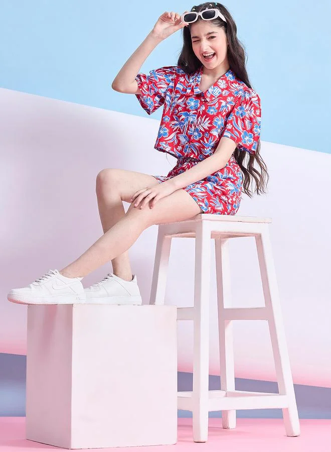 Stylo Bug Stylo Bug Flower Print Shirt and Shorts Set