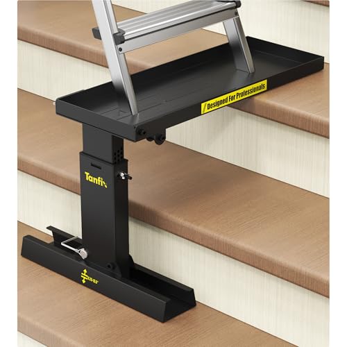 Tanfix Foldable | Heavy-Duty Ladder Extender Pro, High Strength Steel Material Design Ladder Extension Pro for Stairs w/Non-Slip Mat, 9.25-15.5" Adjustable Height, Applicable Ladder Feet Spacing 20" - Image 1
