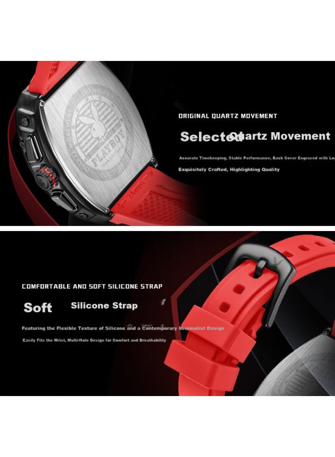 Playboy Men's Luminous Waterproof Mechanical Style Quartz Watch 3075 - Birthday Gift Fashion Trend Wrisch - Image 5