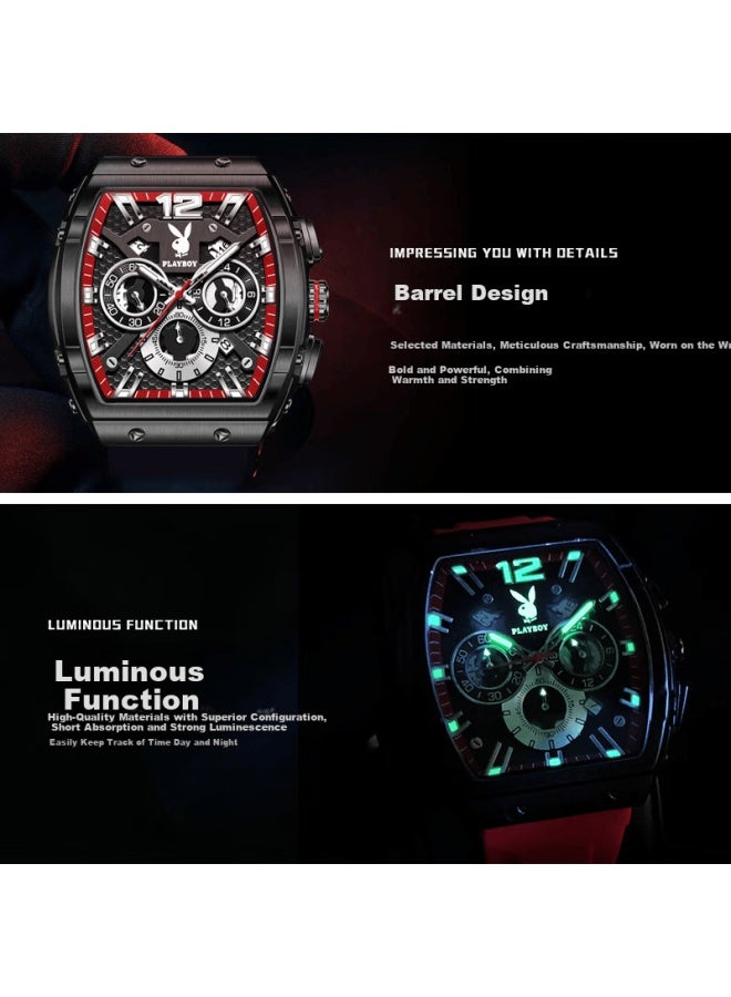 Playboy Men's Luminous Waterproof Mechanical Style Quartz Watch 3075 - Birthday Gift Fashion Trend Wrisch - Image 4