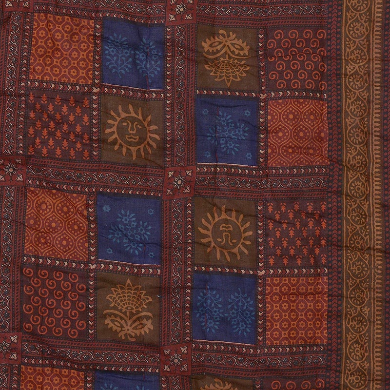 Lilfly Rajasthani Traditional Light Weight Pure Cotton Single Bed Soft Jaipuri AC Quilt/Razai Morden Design dabu Print Quilts Blankets for Home (Size 55X85 inch)- Multicolor TDS-75 - Image 3
