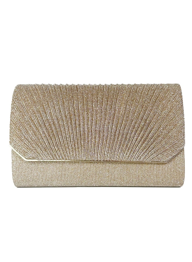 Gloden سلسلة قابلة للفصل متلألئة مساء القابض مع مخلب المغلف الفاخر مع حفل زفاف رسمي كوكتيل - Image 1