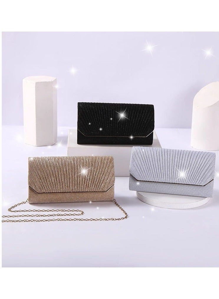 Gloden سلسلة قابلة للفصل متلألئة مساء القابض مع مخلب المغلف الفاخر مع حفل زفاف رسمي كوكتيل - Image 3