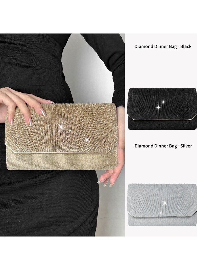 Gloden سلسلة قابلة للفصل متلألئة مساء القابض مع مخلب المغلف الفاخر مع حفل زفاف رسمي كوكتيل - Image 5