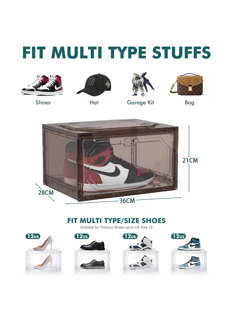 10-Pack Shoe Box, Clear Shoe Storage Box with Magnetic Door, Stackable Sneaker Display Organizer, Space-Saving Shoe Rack for Sneakers & High Heels, 36x28x21cm - Image 2