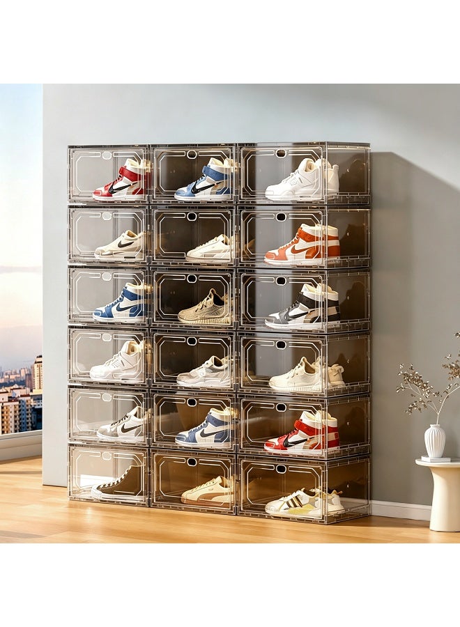 10-Pack Shoe Box, Clear Shoe Storage Box with Magnetic Door, Stackable Sneaker Display Organizer, Space-Saving Shoe Rack for Sneakers & High Heels, 36x28x21cm - Image 3
