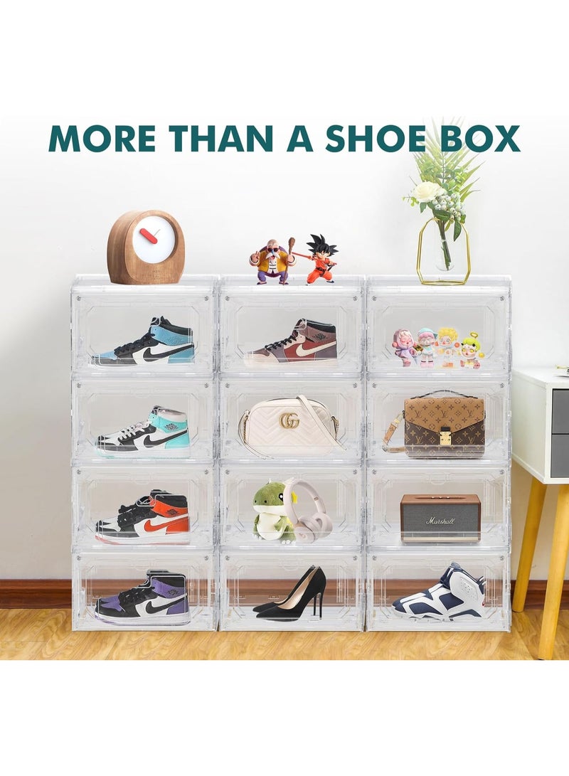 10-Pack Shoe Box, Clear Shoe Storage Box with Magnetic Door, Stackable Sneaker Display Organizer, Space-Saving Shoe Rack for Sneakers & High Heels, 36x28x21cm - Image 5