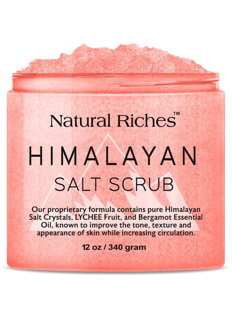 Natural Riches Natural Riches Himalayan Salt Exfoliating Body Scrub Lychee Bergamot Essential oil with Vitamin C  12 Oz  340 gm Moisturize Deep Cleansing foot scrub body skin exfoliator 