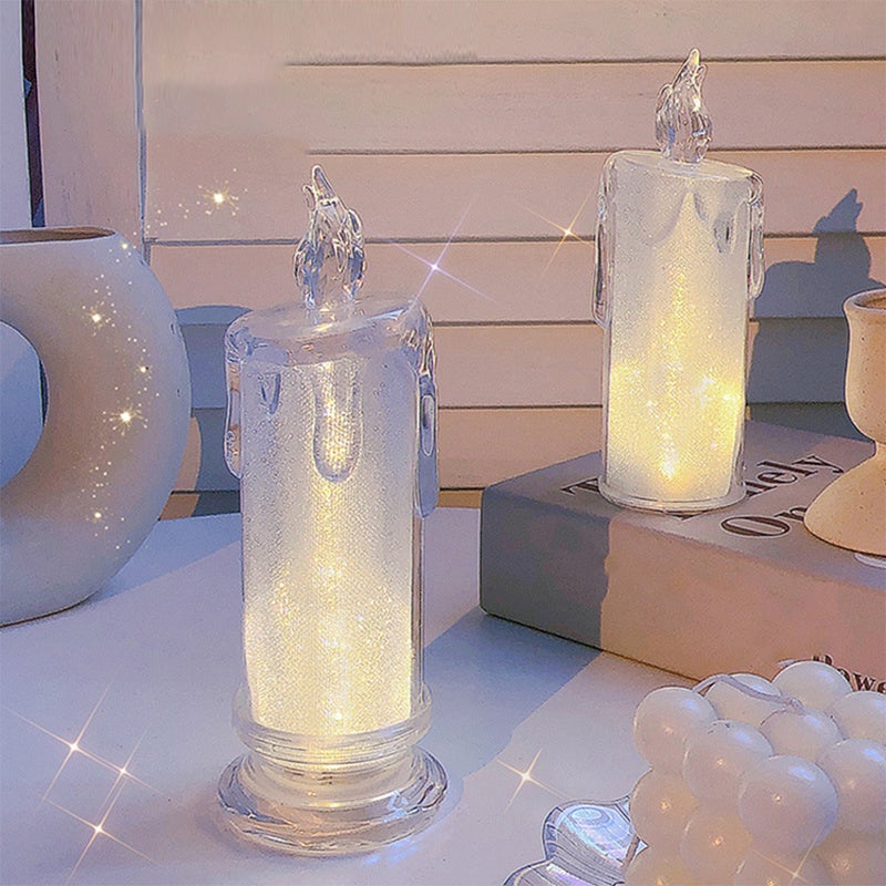 2Pcs Simulation Candle Light Night Light Tabletop Lamp Decor Romantic Night Lamp - Image 5