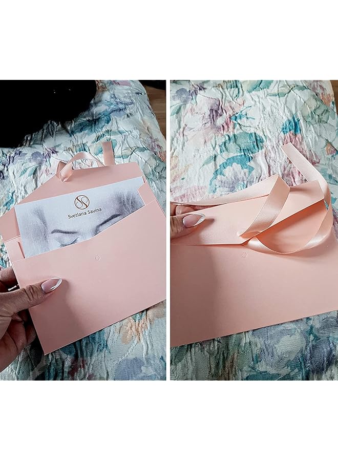 erorex Colorful Envelopes 24Pcs Vintage Kraft Pearlescent Paper Envelopes With Colored Bow Tie Ribbons For Handmade Invitations Wedding Or Festival Cards Thickened Large 12 Color  - Image 2