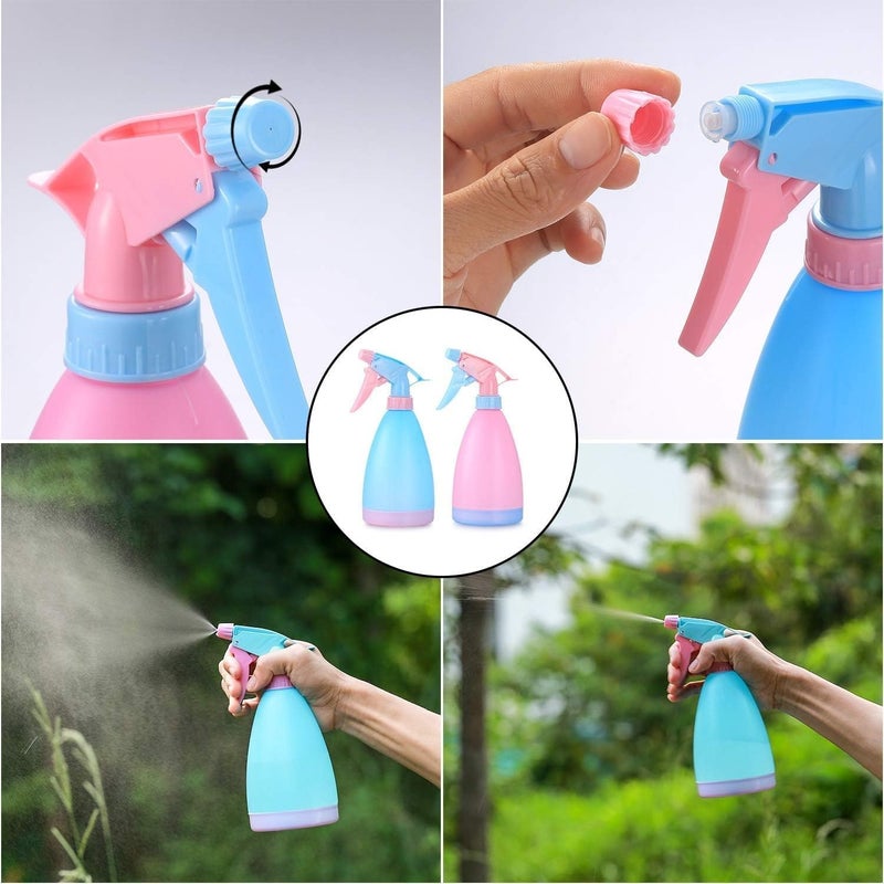 Water Spray Bottle 500ml 2 Pcs Refillable Hand Pressed Plastic Spray Bottle For Cleaning Bathroom Kitchen Plants And Car Washing Cleaning Tool