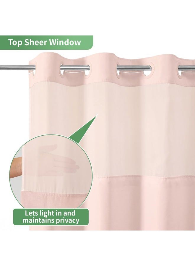 eachope Blush No Hook Shower Curtain with Snap-in Fabric Liner Set,Slub Textured Fabric Shower Curtains for Bathroom,Hotel Style Modern Shower Curtain,Water Repellent & Washable,71x74(72) - Image 3