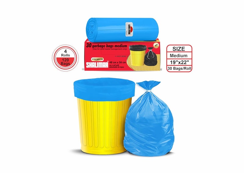 shalimar أكياس قمامة معطرة (عطر اللافندر) مميزة | متوسطة 19 × 21 بوصة | 120 كيس (30 كيس × 4 لفات) | كيس سلة المهملات/كيس قمامة | (أزرق) - صندوق مثقوب لتسهيل السحب - Image 3
