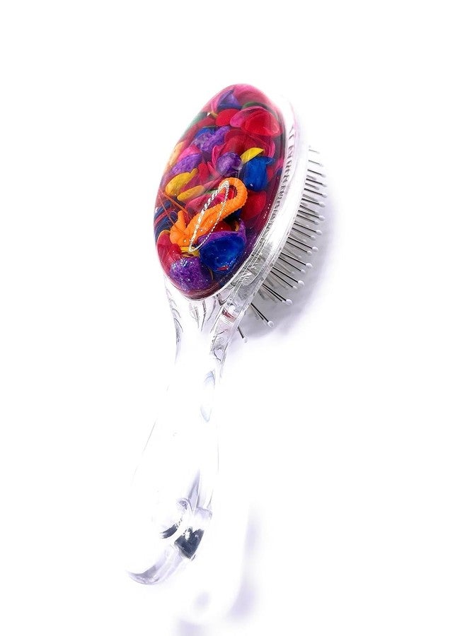 SAMVARDHAN Crystal Hair Brush with Decorative Seashell & Starfish - Detangling Comb for Adult & Kids - Soft Bristle Scalp Massage Brush Pack of 1 (Random) - Image 1