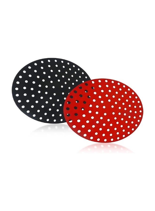 JAGDIV 2 Reusable Silicone Air Fryer Liners with Magnetic Cheat Sheet, Easy Clean Air Fryer Accessory, Non Stick, Parchment Paper Replacement -(Round 7.5 Inch) - Image 1