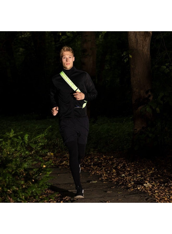 Navaris Reflective Sash For Walking At Night Cycling Running Reflector Gear With Pocket And Carabiner Clip For Men And Women Yellow - Image 3