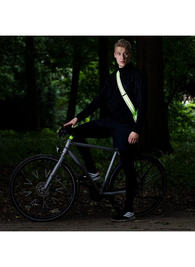 Navaris Reflective Sash For Walking At Night Cycling Running Reflector Gear With Pocket And Carabiner Clip For Men And Women Yellow - Image 5